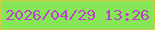 文字の大きさ：4、枠の色：cfcd45、背景の色：87e657、文字の色：bd44ca 無料ブログパーツのブログ時計