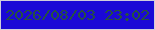 文字の大きさ：3、枠の色：cfcddb、背景の色：1a09d6、文字の色：265043 無料ブログパーツのブログ時計