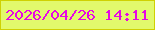 文字の大きさ：1、枠の色：cfd102、背景の色：e2f96c、文字の色：e609e4 無料ブログパーツのブログ時計