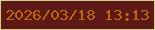 文字の大きさ：2、枠の色：cfd189、背景の色：5d1917、文字の色：bb6903 無料ブログパーツのブログ時計