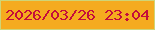 文字の大きさ：5、枠の色：cfd576、背景の色：f5ab1f、文字の色：c40d3b 無料ブログパーツのブログ時計