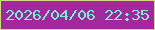 文字の大きさ：4、枠の色：cfd985、背景の色：a3279e、文字の色：74f4ca 無料ブログパーツのブログ時計