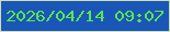 文字の大きさ：1、枠の色：cfddb2、背景の色：1a56b8、文字の色：5ae74d 無料ブログパーツのブログ時計