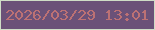 文字の大きさ：1、枠の色：cfddc6、背景の色：6b5178、文字の色：bc7174 無料ブログパーツのブログ時計