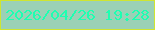 文字の大きさ：4、枠の色：cfe531、背景の色：9bd1b6、文字の色：1dffb1 無料ブログパーツのブログ時計