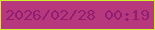 文字の大きさ：4、枠の色：cff229、背景の色：b8387e、文字の色：8f1d71 無料ブログパーツのブログ時計