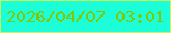 文字の大きさ：2、枠の色：cff553、背景の色：1cfed7、文字の色：81c702 無料ブログパーツのブログ時計