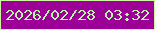 文字の大きさ：5、枠の色：cff7a1、背景の色：9c0096、文字の色：b7f6a7 無料ブログパーツのブログ時計