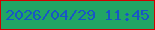 文字の大きさ：4、枠の色：d00200、背景の色：21a665、文字の色：1856c6 無料ブログパーツのブログ時計