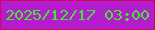 文字の大きさ：3、枠の色：d0055b、背景の色：b31dcd、文字の色：43e92f 無料ブログパーツのブログ時計