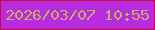 文字の大きさ：2、枠の色：d0093a、背景の色：b72cdf、文字の色：caad65 無料ブログパーツのブログ時計