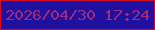 文字の大きさ：5、枠の色：d00d27、背景の色：1f109f、文字の色：a32c7a 無料ブログパーツのブログ時計