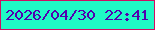 文字の大きさ：1、枠の色：d00d62、背景の色：1ff9c5、文字の色：5200af 無料ブログパーツのブログ時計