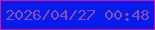 文字の大きさ：5、枠の色：d016a3、背景の色：071bea、文字の色：874db5 無料ブログパーツのブログ時計