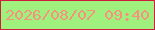 文字の大きさ：2、枠の色：d01c3f、背景の色：9ff07c、文字の色：f6937f 無料ブログパーツのブログ時計
