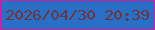 文字の大きさ：5、枠の色：d01ca3、背景の色：2870c6、文字の色：71343b 無料ブログパーツのブログ時計
