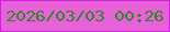 文字の大きさ：1、枠の色：d01dea、背景の色：e762d7、文字の色：32842c 無料ブログパーツのブログ時計