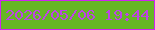 文字の大きさ：2、枠の色：d023f2、背景の色：66b725、文字の色：be44e7 無料ブログパーツのブログ時計