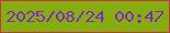 文字の大きさ：2、枠の色：d02e4f、背景の色：84ae0b、文字の色：8825c9 無料ブログパーツのブログ時計