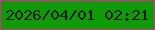 文字の大きさ：3、枠の色：d0308e、背景の色：0f9a07、文字の色：131d11 無料ブログパーツのブログ時計