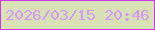 文字の大きさ：2、枠の色：d036e9、背景の色：d9e1b7、文字の色：d497f6 無料ブログパーツのブログ時計