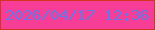 文字の大きさ：4、枠の色：d03720、背景の色：f83d96、文字の色：6a75e5 無料ブログパーツのブログ時計