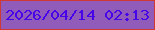 文字の大きさ：3、枠の色：d03933、背景の色：915bba、文字の色：4604e8 無料ブログパーツのブログ時計