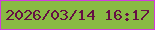 文字の大きさ：4、枠の色：d03cde、背景の色：89ba44、文字の色：650f44 無料ブログパーツのブログ時計