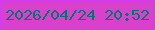 文字の大きさ：3、枠の色：d03cf2、背景の色：d940cb、文字の色：02746e 無料ブログパーツのブログ時計