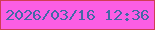 文字の大きさ：5、枠の色：d03d54、背景の色：fb5ee4、文字の色：4368a7 無料ブログパーツのブログ時計