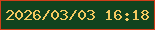 文字の大きさ：2、枠の色：d03e19、背景の色：12431e、文字の色：f4ca60 無料ブログパーツのブログ時計
