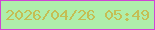文字の大きさ：1、枠の色：d045d4、背景の色：afeeab、文字の色：c4be54 無料ブログパーツのブログ時計