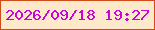 文字の大きさ：5、枠の色：d04b1a、背景の色：fee9cb、文字の色：cb01de 無料ブログパーツのブログ時計