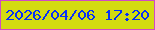 文字の大きさ：1、枠の色：d04bc5、背景の色：d3dc11、文字の色：0631f7 無料ブログパーツのブログ時計