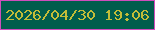 文字の大きさ：4、枠の色：d04dbc、背景の色：015d4c、文字の色：c3bc38 無料ブログパーツのブログ時計