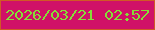 文字の大きさ：5、枠の色：d05925、背景の色：d01167、文字の色：84e038 無料ブログパーツのブログ時計