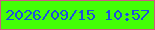 文字の大きさ：2、枠の色：d05982、背景の色：44ff06、文字の色：1b4fdf 無料ブログパーツのブログ時計