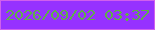 文字の大きさ：4、枠の色：d060ed、背景の色：9632ff、文字の色：5fae4a 無料ブログパーツのブログ時計
