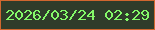 文字の大きさ：2、枠の色：d0672f、背景の色：2f3c2a、文字の色：84f969 無料ブログパーツのブログ時計