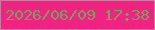 文字の大きさ：4、枠の色：d07aa3、背景の色：f02380、文字の色：7a9f62 無料ブログパーツのブログ時計