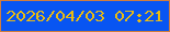 文字の大きさ：5、枠の色：d07d3e、背景の色：0855f2、文字の色：e9bb12 無料ブログパーツのブログ時計