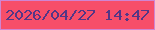 文字の大きさ：3、枠の色：d085d2、背景の色：f74e69、文字の色：543686 無料ブログパーツのブログ時計