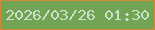 文字の大きさ：3、枠の色：d08a36、背景の色：73a453、文字の色：cbe1cc 無料ブログパーツのブログ時計