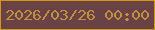 文字の大きさ：4、枠の色：d09817、背景の色：6a4145、文字の色：bd9142 無料ブログパーツのブログ時計