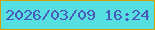文字の大きさ：4、枠の色：d0a106、背景の色：55dfe0、文字の色：4959b9 無料ブログパーツのブログ時計