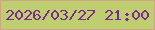 文字の大きさ：4、枠の色：d0a383、背景の色：bece71、文字の色：7d2a90 無料ブログパーツのブログ時計