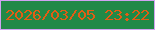 文字の大きさ：4、枠の色：d0a3f1、背景の色：218947、文字の色：e25d14 無料ブログパーツのブログ時計