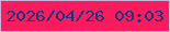 文字の大きさ：3、枠の色：d0aed6、背景の色：f81c5e、文字の色：16367e 無料ブログパーツのブログ時計