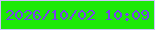 文字の大きさ：4、枠の色：d0c3fe、背景の色：1de908、文字の色：7841ee 無料ブログパーツのブログ時計