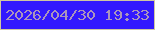 文字の大きさ：2、枠の色：d0c7a1、背景の色：3319fe、文字の色：ab95bc 無料ブログパーツのブログ時計
